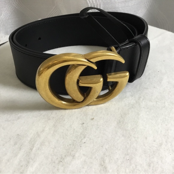 Gucci Other - Gucci Black Leather Belt with Gold Double G Buckle